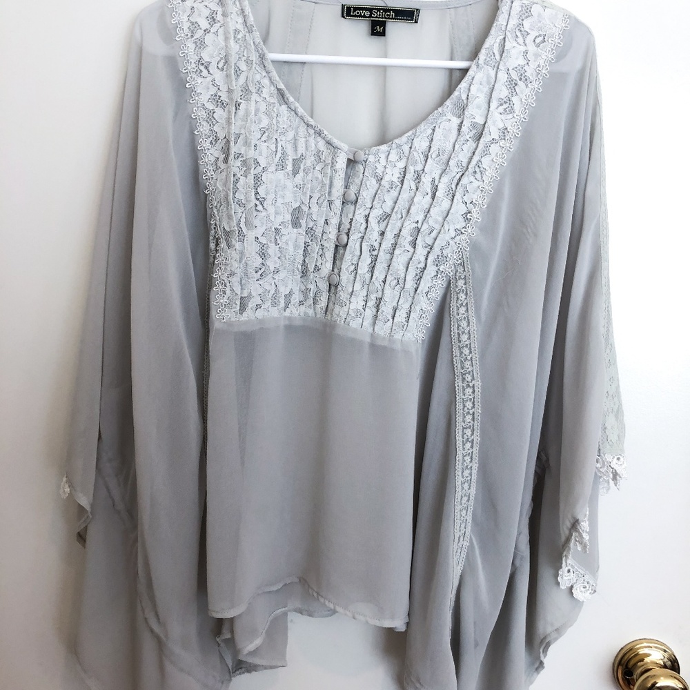 Seafoam Green/Blue/grey Flowy Blouse
